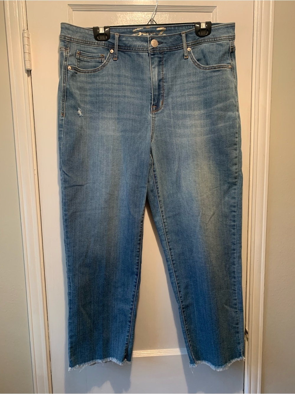 7 For All Mankind Madison Straight Leg Jeans Medium Blue Wash High Rise Size 14